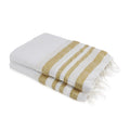 Fouta XXL coton 200x200 HAMPTONS blanc / or