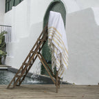 Fouta XXL coton 200x200 HAMPTONS blanc / or
