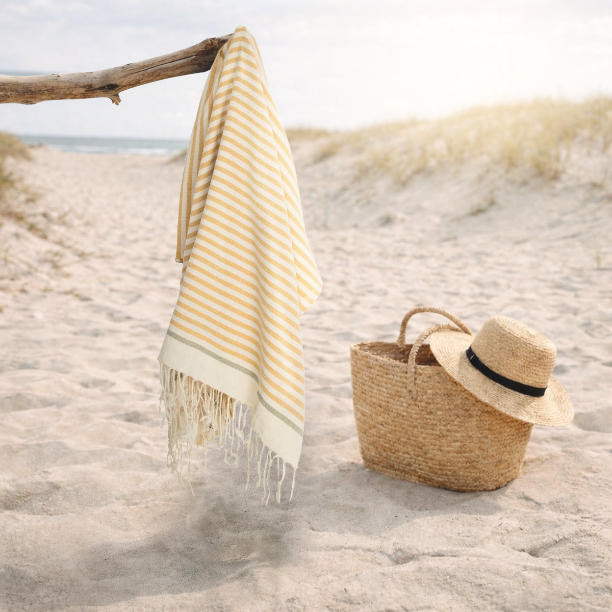 Fouta - Cotton - Mustard Yellow / Lime - Biarritz
