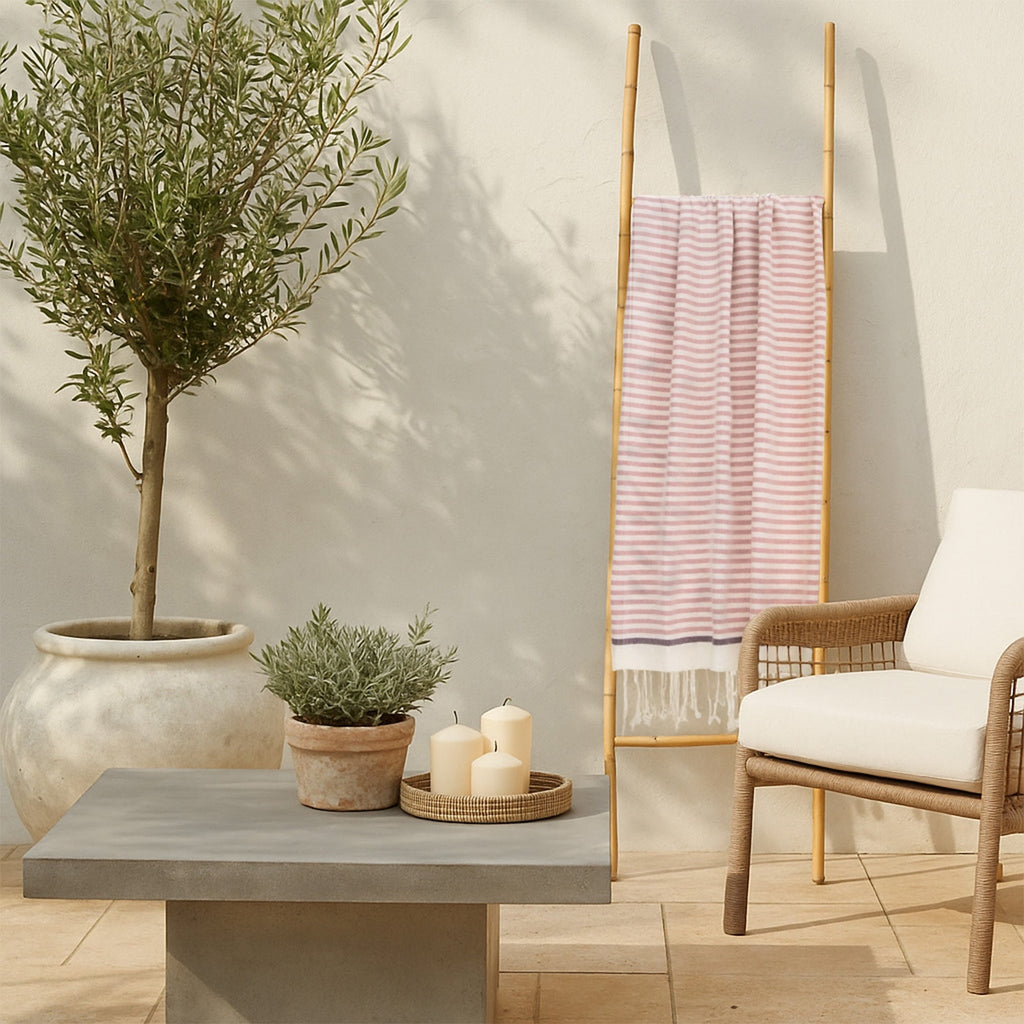 Fouta - Cotton - Powder Pink / Plum - Biarritz