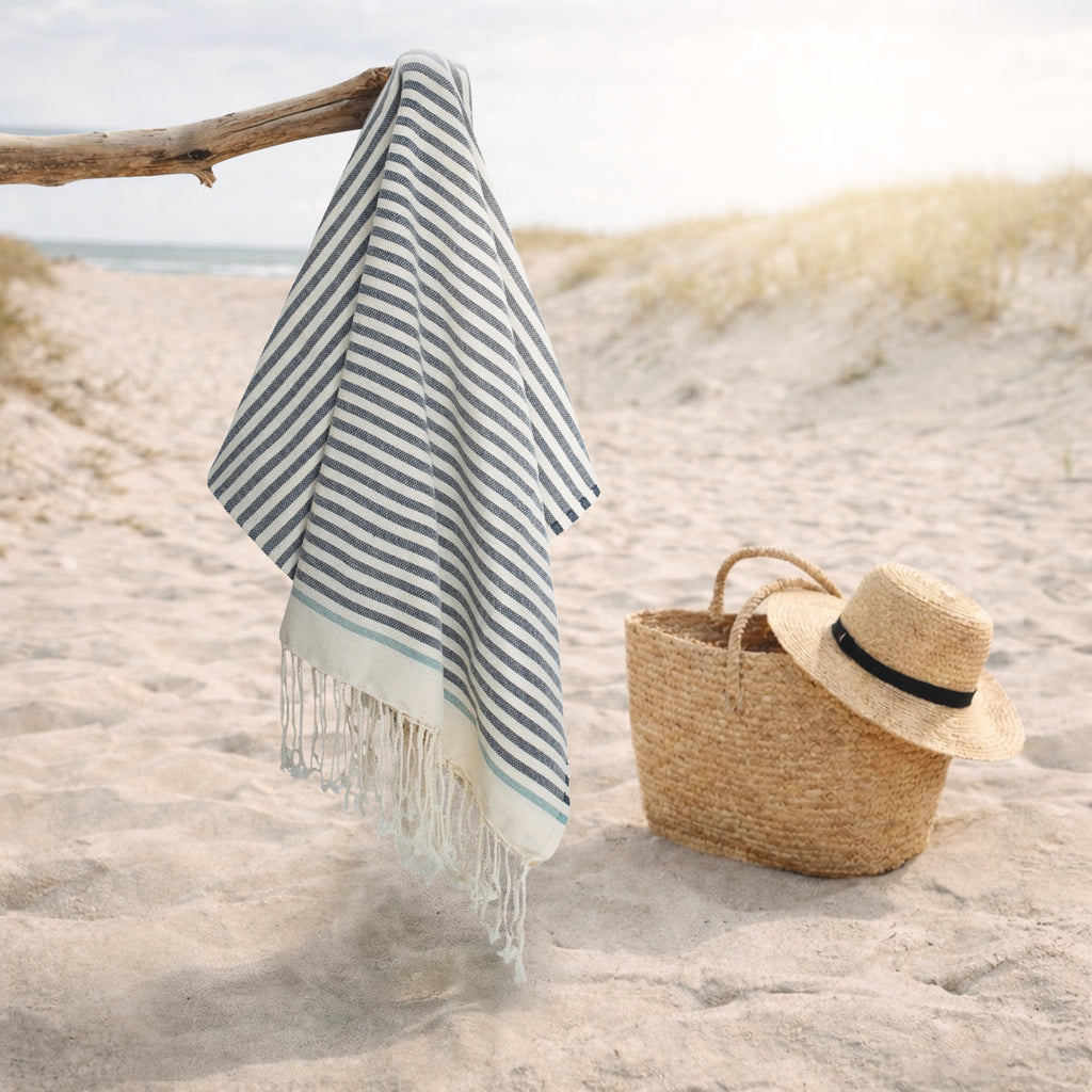 Fouta - Cotton - Denim / Water Green - Biarritz