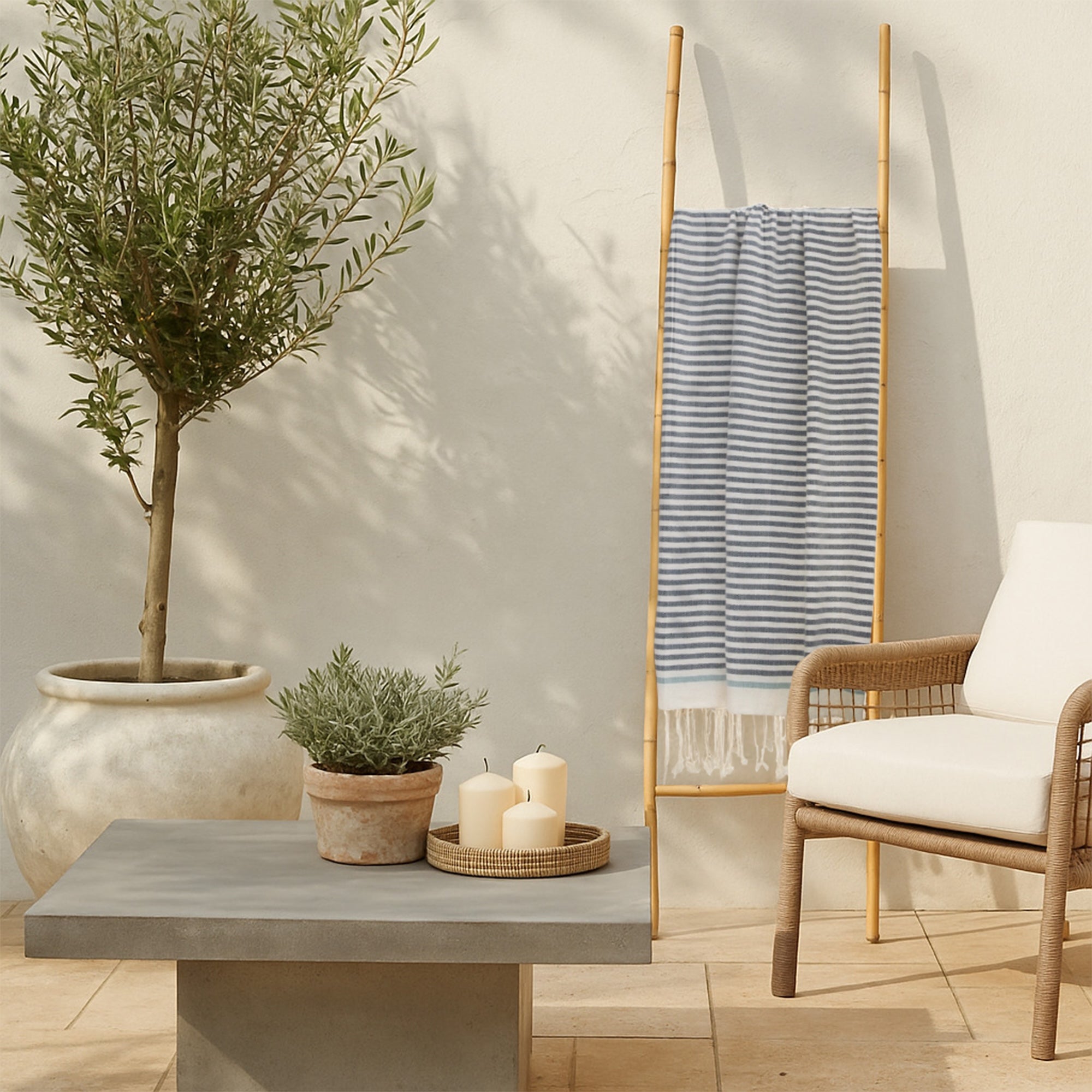Fouta - Cotton - Denim / Water Green - Biarritz