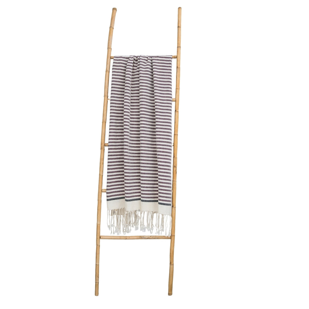 Fouta coton 100x200 BIARRITZ prune / noir