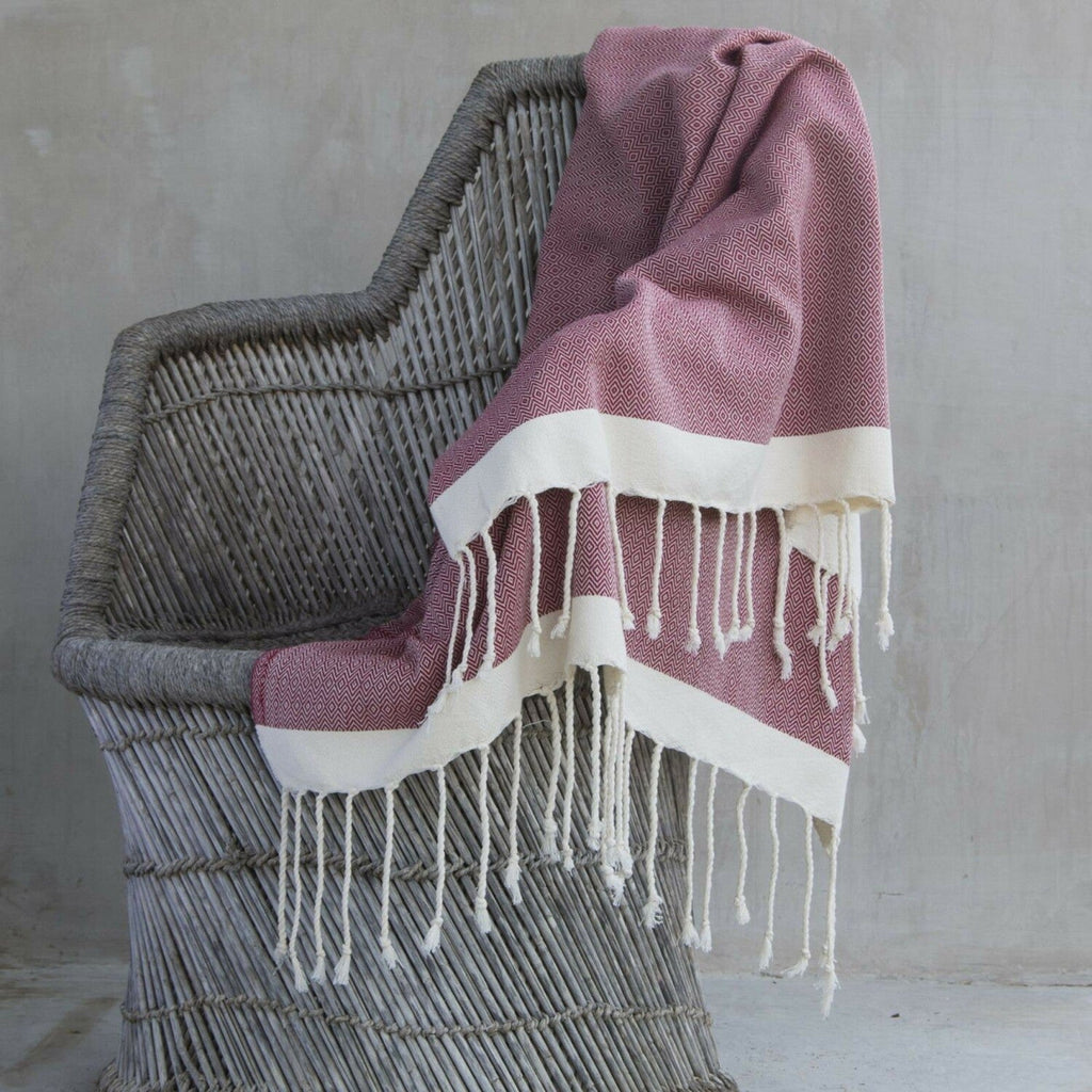 Courchevel - Throw - Cotton - Red/Ecru