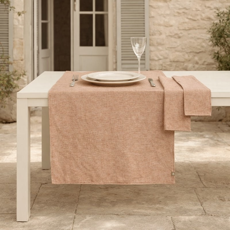 Colette - Chemin De Table + 4 Serviettes - Rouge Tomette