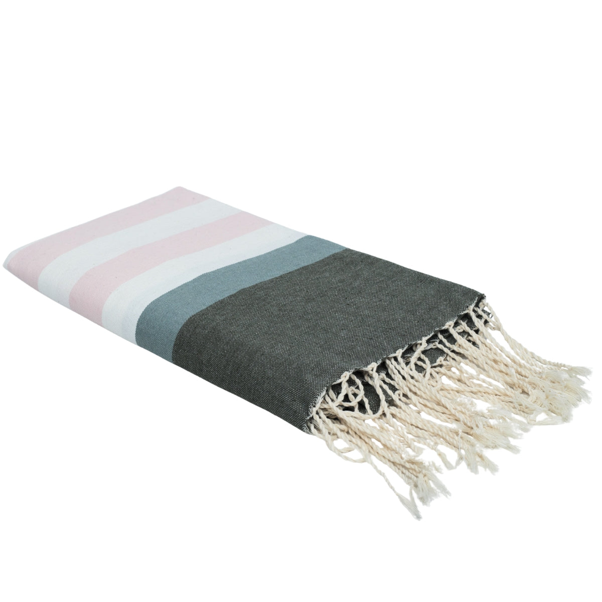 Fouta Tricolor - Algodón - Rosa Pálido / Salvia / Caqui - Arcachon