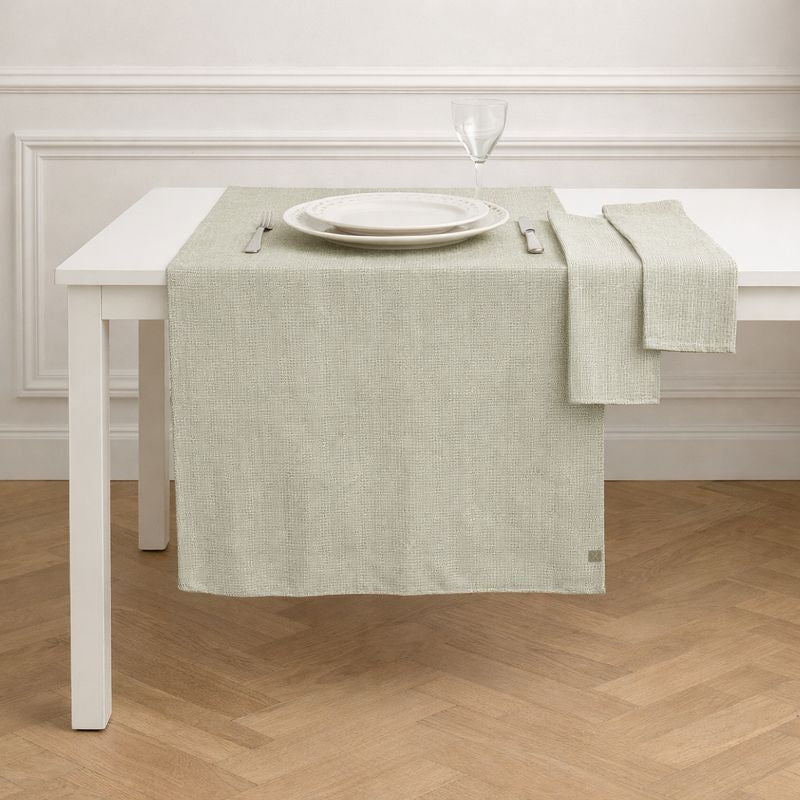 Colette - Chemin De Table + 4 Serviettes - Vert Olive
