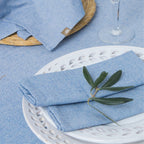 Colette - Chemin De Table + 4 Serviettes - Bleu Grec