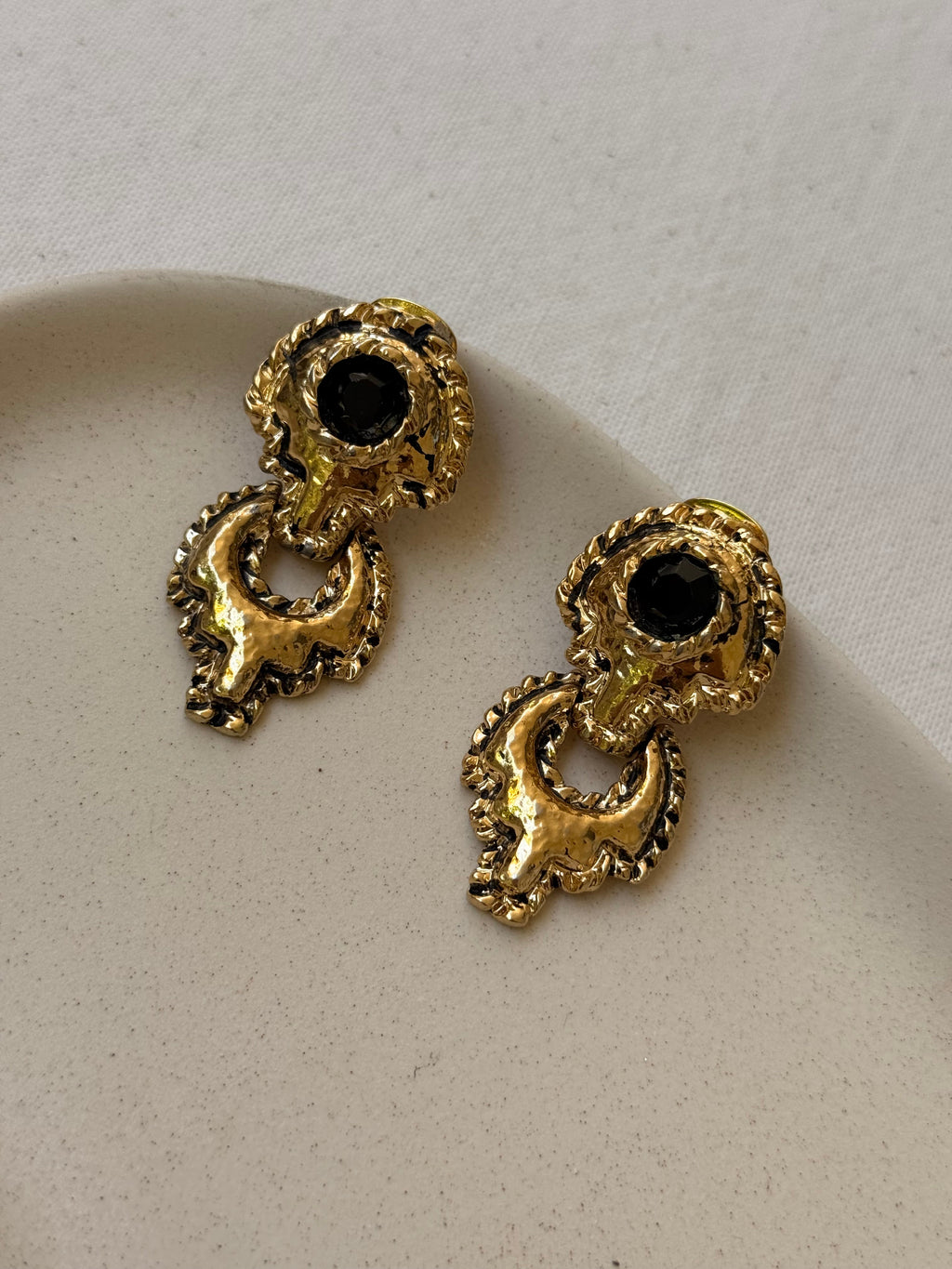 Pendientes Vintage - Colgantes Diseño Barroco Y Strass Negro