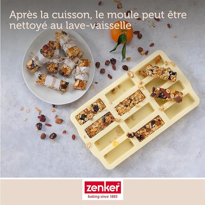 Zenker - Moule En Silicone Pour 12 Barres De Muesli Zenker Sweet Sensation - Beige
