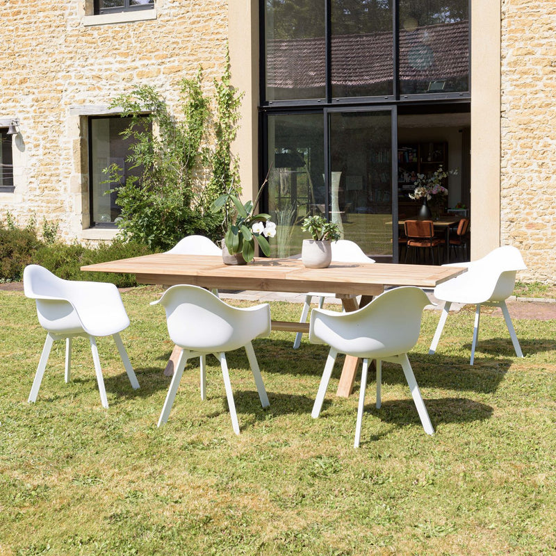 Malo - Lot De 6 Fauteuils Jardin - Plastique Polypropylène/Aluminium - Blanc