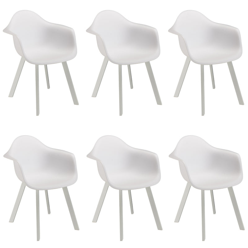 Malo - Lot De 6 Fauteuils Jardin - Plastique Polypropylène/Aluminium - Blanc