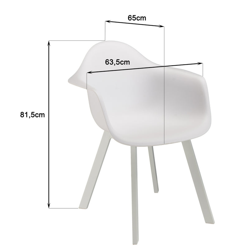Malo - Lot De 6 Fauteuils Jardin - Plastique Polypropylène/Aluminium - Blanc