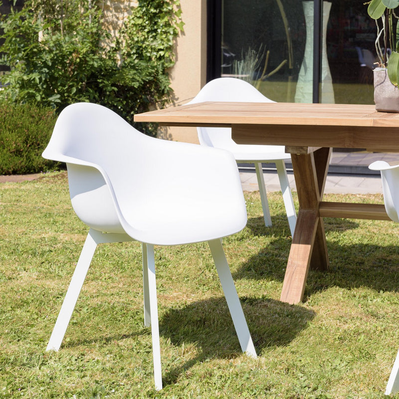 Malo - Lot De 6 Fauteuils Jardin - Plastique Polypropylène/Aluminium - Blanc