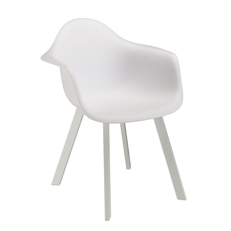 Malo - Lot De 6 Fauteuils Jardin - Plastique Polypropylène/Aluminium - Blanc