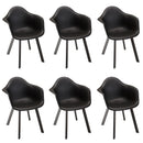 Malo - Lot De 6 Fauteuils Jardin - Plastique Polypropylène/Aluminium - Noir