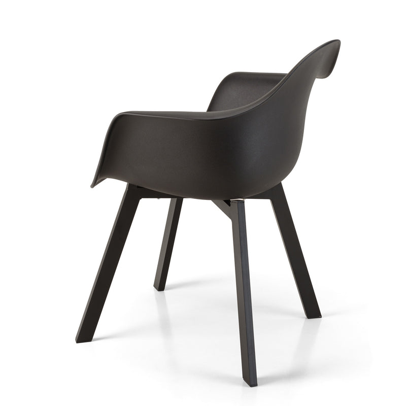 Malo - Lot De 6 Fauteuils Jardin - Plastique Polypropylène/Aluminium - Noir