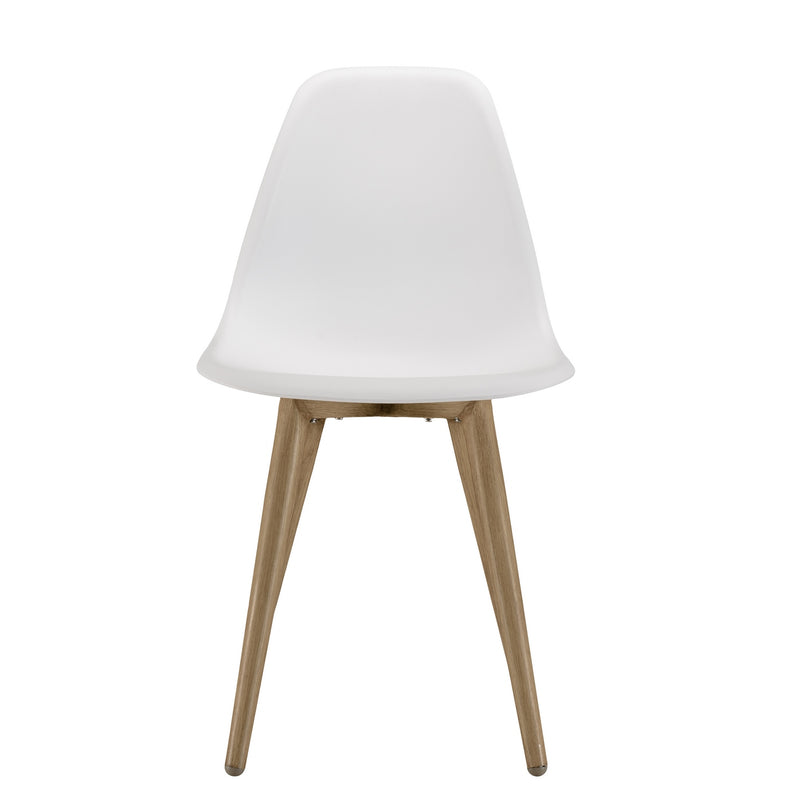 Malo - Lot De 2 Chaises Jardin - Plastique Polypropylène/Aluminium - Bois Clair/Blanc