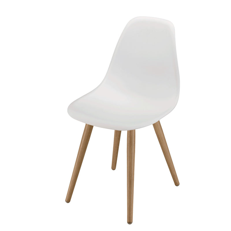 Malo - Lot De 2 Chaises Jardin - Plastique Polypropylène/Aluminium - Bois Clair/Blanc