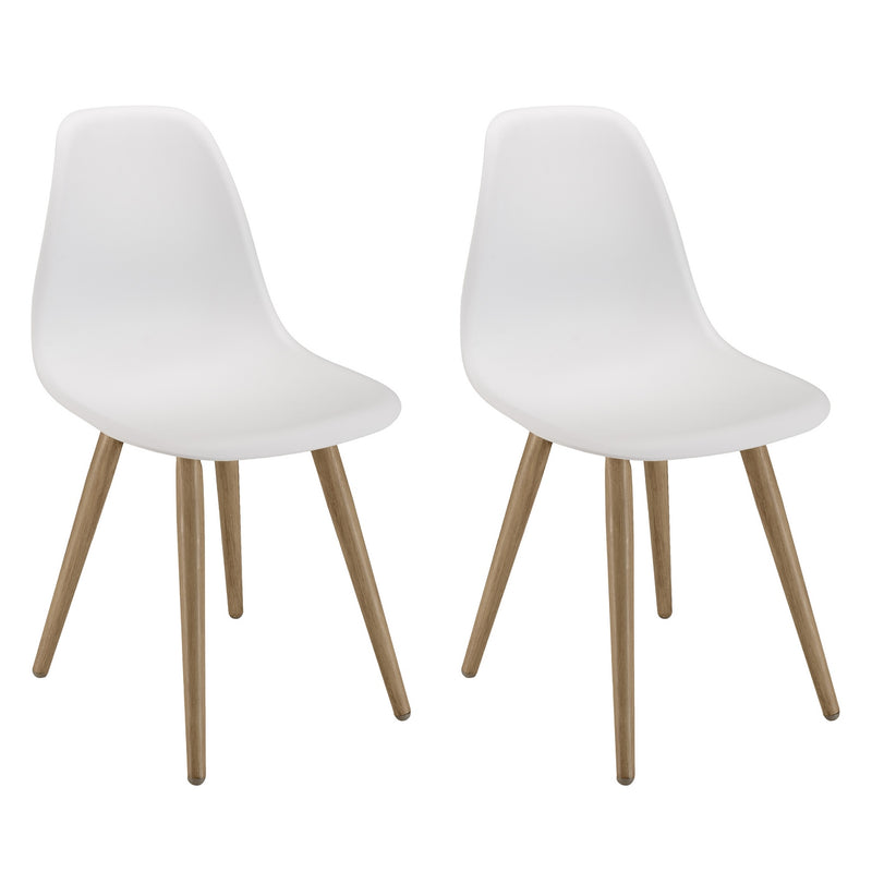 Malo - Lot De 2 Chaises Jardin - Plastique Polypropylène/Aluminium - Bois Clair/Blanc