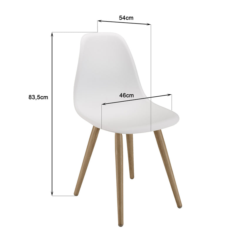 Malo - Lot De 2 Chaises Jardin - Plastique Polypropylène/Aluminium - Bois Clair/Blanc