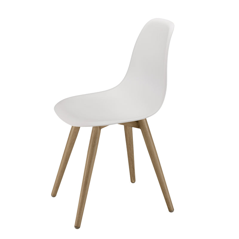 Malo - Lot De 2 Chaises Jardin - Plastique Polypropylène/Aluminium - Bois Clair/Blanc