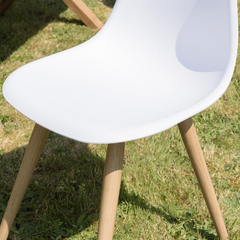 Malo - Lot De 2 Chaises Jardin - Plastique Polypropylène/Aluminium - Bois Clair/Blanc
