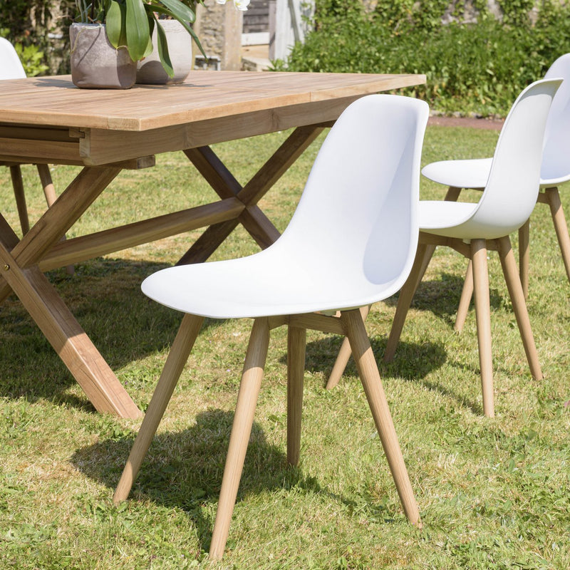 Malo - Lot De 2 Chaises Jardin - Plastique Polypropylène/Aluminium - Bois Clair/Blanc