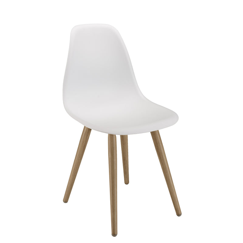 Malo - Lot De 2 Chaises Jardin - Plastique Polypropylène/Aluminium - Bois Clair/Blanc