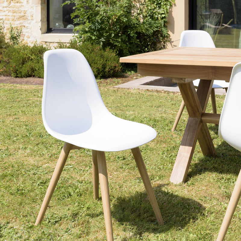 Malo - Lot De 2 Chaises Jardin - Plastique Polypropylène/Aluminium - Bois Clair/Blanc