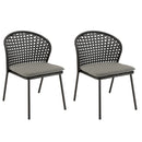 Malo - Lot De 2 Chaises Jardin - Acier/Rotin Synthétique/Tissu Polyester 100% - Noir/Gris