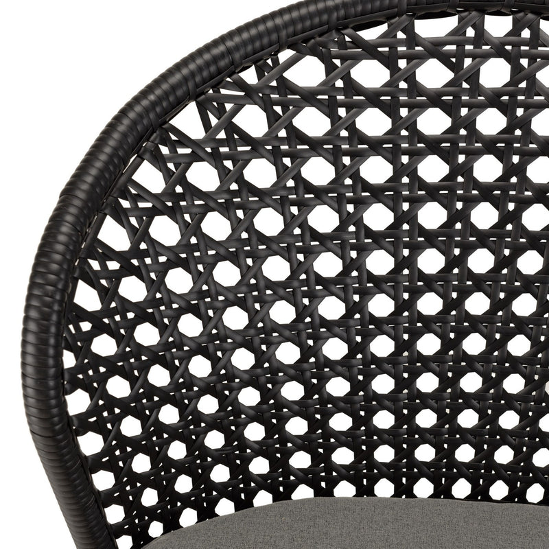 Malo - Lot De 2 Chaises Jardin - Acier/Rotin Synthétique/Tissu Polyester 100% - Noir/Gris