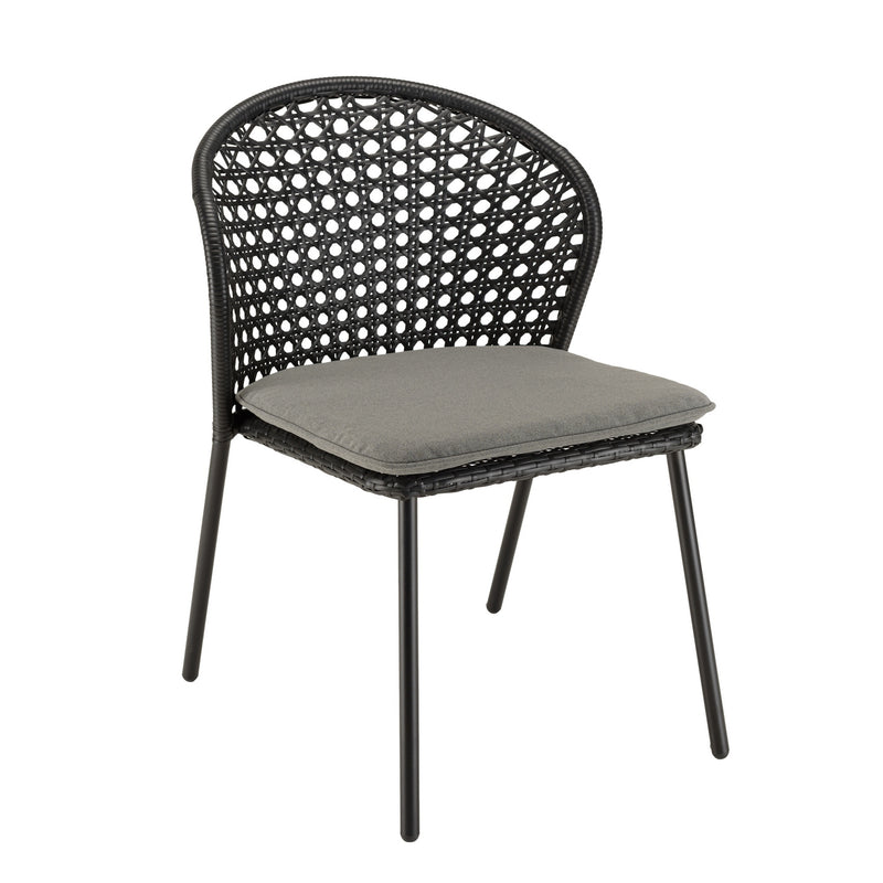 Malo - Lot De 2 Chaises Jardin - Acier/Rotin Synthétique/Tissu Polyester 100% - Noir/Gris