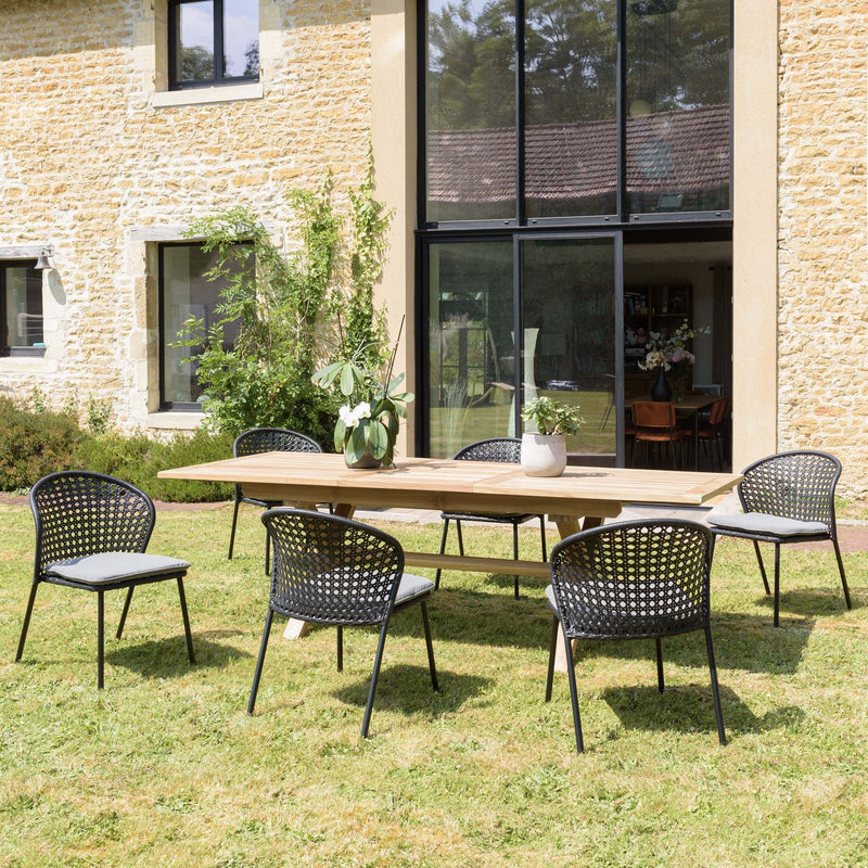 Malo - Lot De 2 Chaises Jardin - Acier/Rotin Synthétique/Tissu Polyester 100% - Noir/Gris