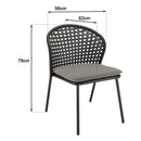Malo - Lot De 2 Chaises Jardin - Acier/Rotin Synthétique/Tissu Polyester 100% - Noir/Gris