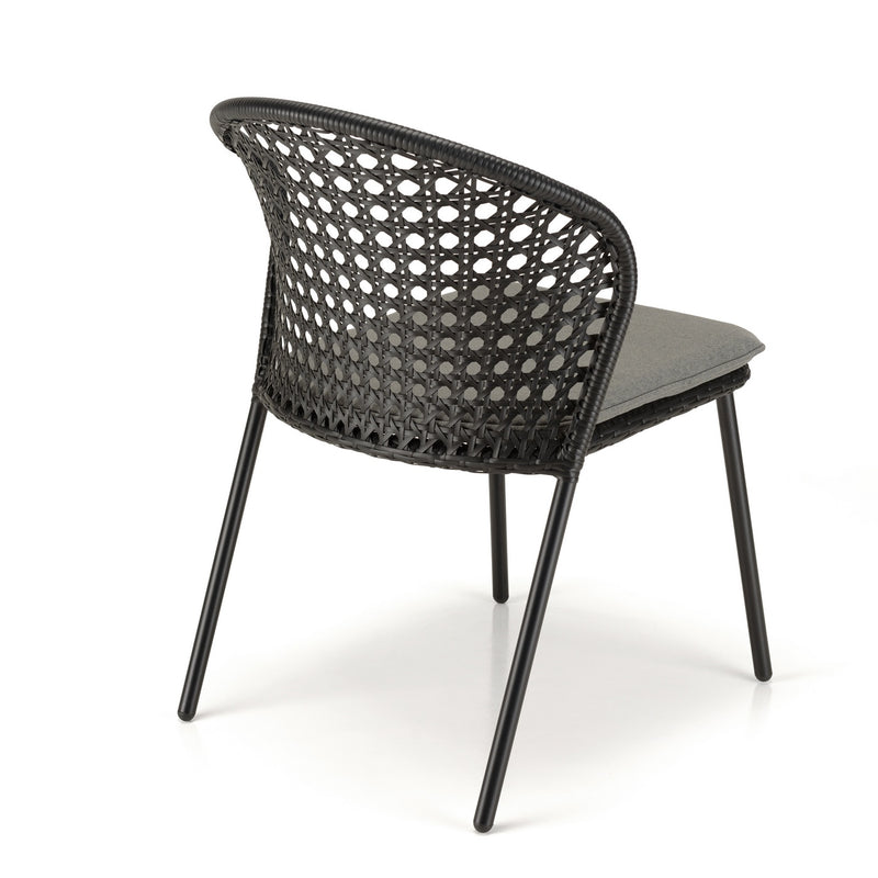 Malo - Lot De 2 Chaises Jardin - Acier/Rotin Synthétique/Tissu Polyester 100% - Noir/Gris