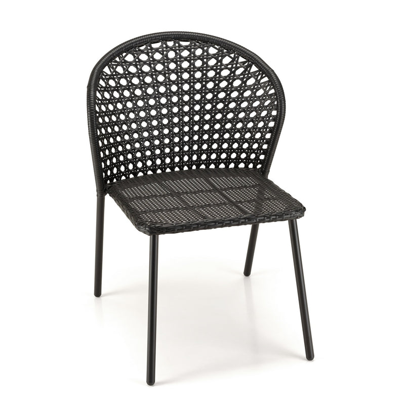 Malo - Lot De 2 Chaises Jardin - Acier/Rotin Synthétique/Tissu Polyester 100% - Noir/Gris