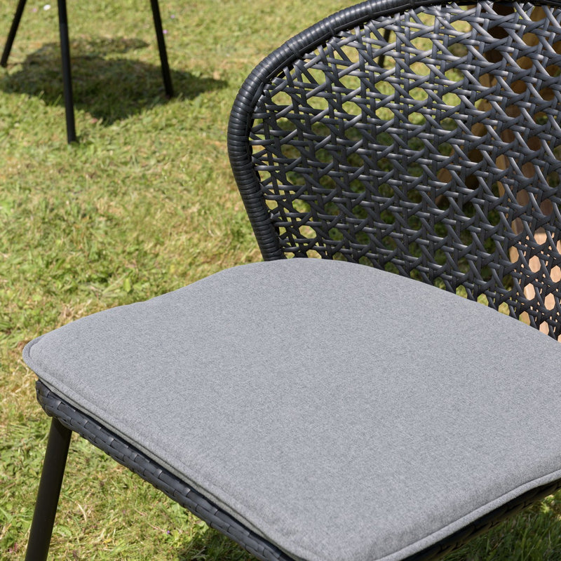 Malo - Lot De 2 Chaises Jardin - Acier/Rotin Synthétique/Tissu Polyester 100% - Noir/Gris