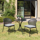 Malo - Lot De 2 Chaises Jardin - Acier/Rotin Synthétique/Tissu Polyester 100% - Noir/Gris