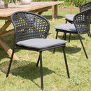 Malo - Lot De 2 Chaises Jardin - Acier/Rotin Synthétique/Tissu Polyester 100% - Noir/Gris