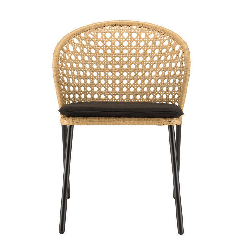 Malo - Lot De 2 Chaises Jardin - Acier/Rotin Synthétique/Tissu Polyester 100% - Bois Clair/Noir