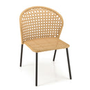 Malo - Lot De 2 Chaises Jardin - Acier/Rotin Synthétique/Tissu Polyester 100% - Bois Clair/Noir