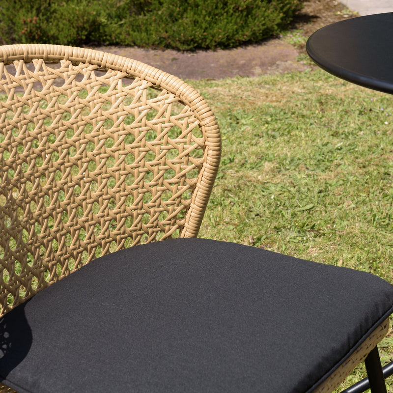 Malo - Lot De 2 Chaises Jardin - Acier/Rotin Synthétique/Tissu Polyester 100% - Bois Clair/Noir