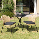 Malo - Lot De 2 Chaises Jardin - Acier/Rotin Synthétique/Tissu Polyester 100% - Bois Clair/Noir