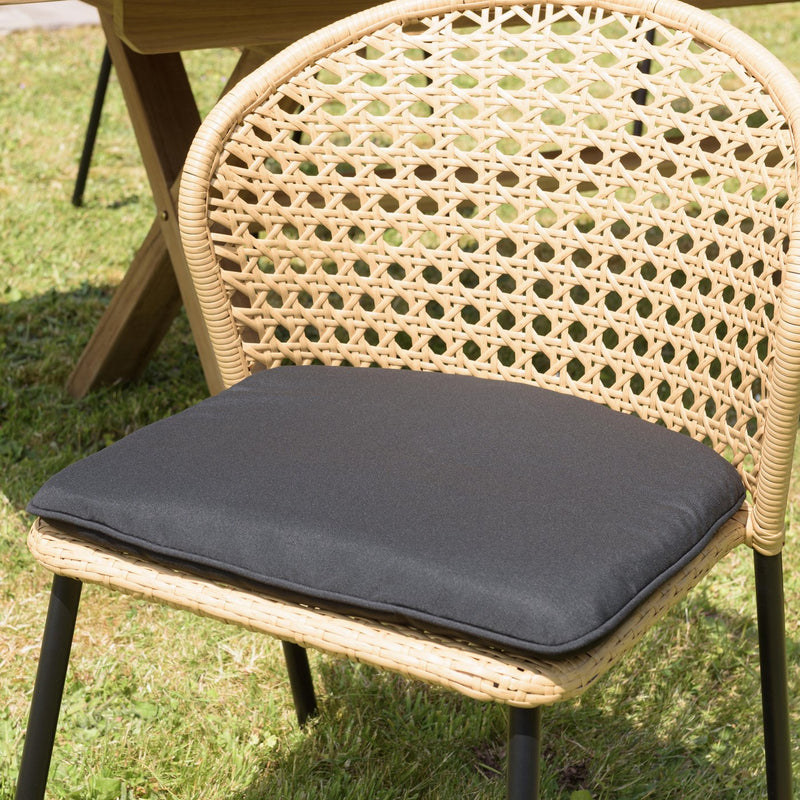 Malo - Lot De 2 Chaises Jardin - Acier/Rotin Synthétique/Tissu Polyester 100% - Bois Clair/Noir