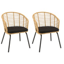 Malo - Lot De 2 Fauteuils Jardin - Acier/Rotin Synthétique/Tissu Polyester 100% - Bois Clair/Noir