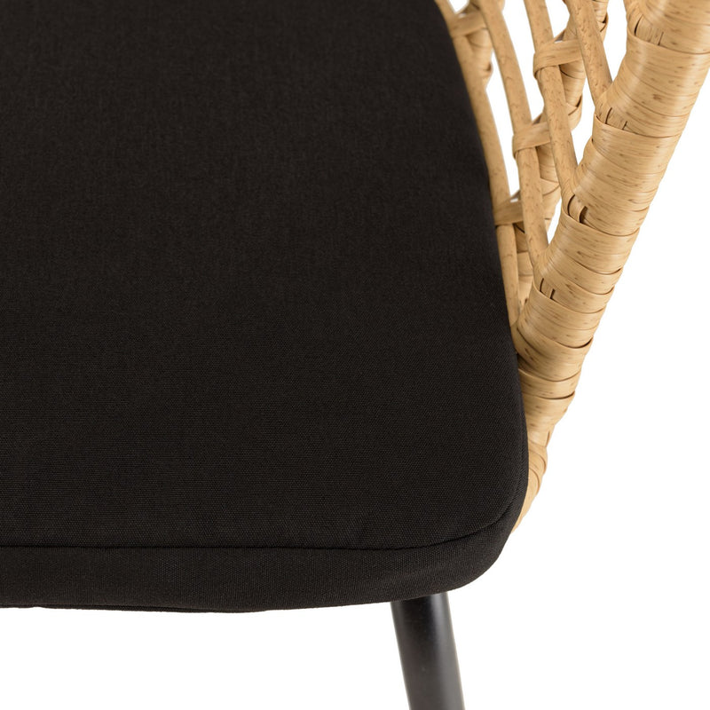Malo - Lot De 2 Fauteuils Jardin - Acier/Rotin Synthétique/Tissu Polyester 100% - Bois Clair/Noir
