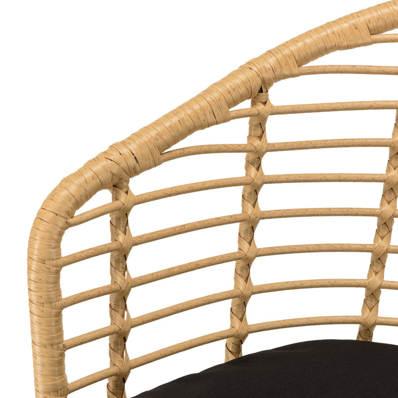 Malo - Lot De 2 Fauteuils Jardin - Acier/Rotin Synthétique/Tissu Polyester 100% - Bois Clair/Noir