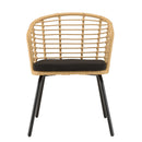 Malo - Lot De 2 Fauteuils Jardin - Acier/Rotin Synthétique/Tissu Polyester 100% - Bois Clair/Noir