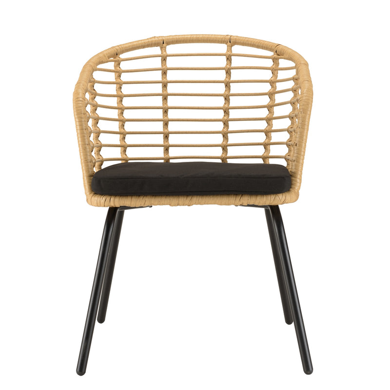 Malo - Lot De 2 Fauteuils Jardin - Acier/Rotin Synthétique/Tissu Polyester 100% - Bois Clair/Noir